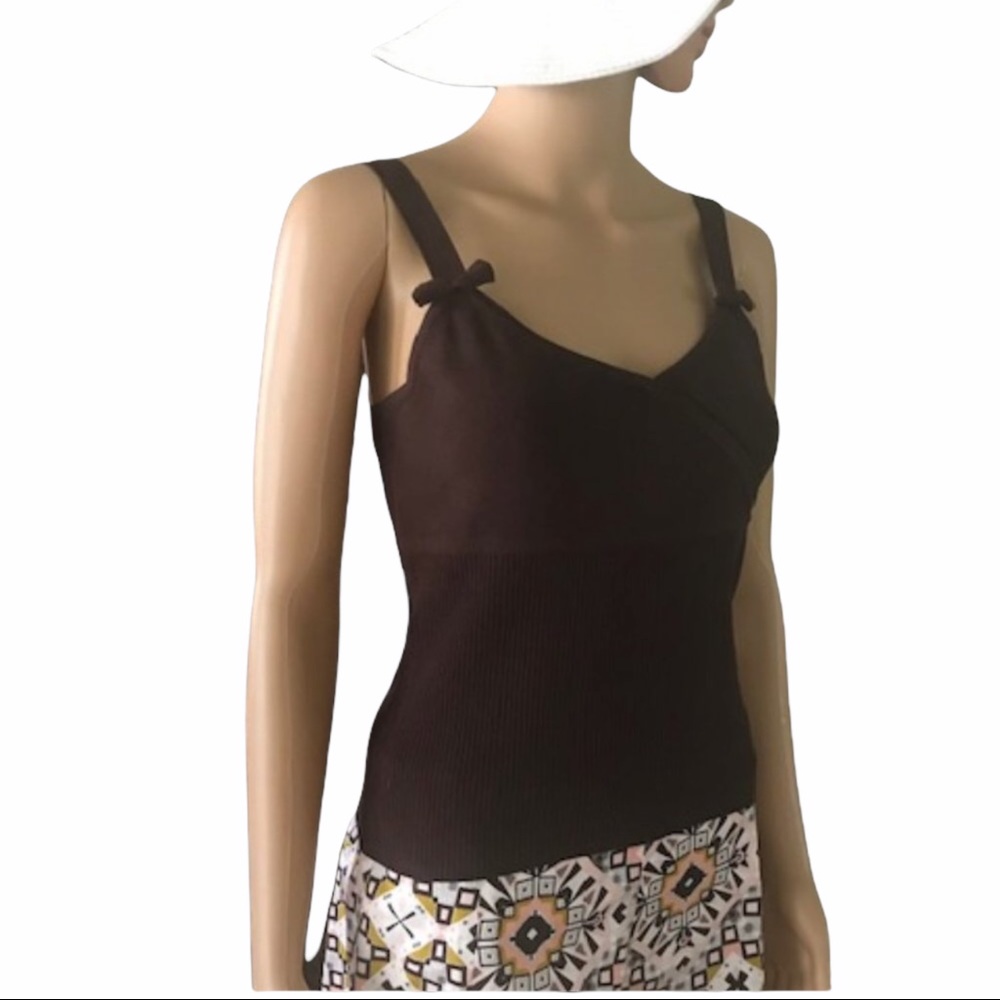 Cable & Gauge Brown knit tank top...
